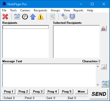 NotePager Pro text messaging software screenshot